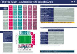 BRISTOL RUGBY - ADVANCED 2017/18 SEASON CARDS