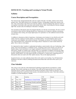 EDTECH 531: Teaching and Learning in Virtual Worlds Syllabus