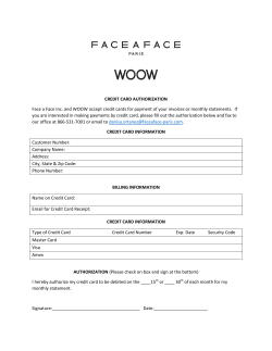 CREDIT CARD AUTHORIZATION Face a Face Inc. and