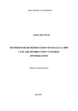 Andris Skutelis. Method for determination of Daugava HPP cascade