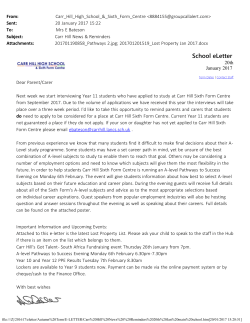 Carr Hill High School`s E-Letter Friday 20th January 2017
