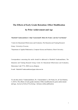 The Effects of Early Grade Retention