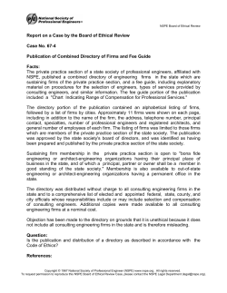 Publication of Combined Directory of Firms and Fee Guide