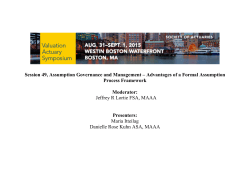 Assumption Governance - Society of Actuaries