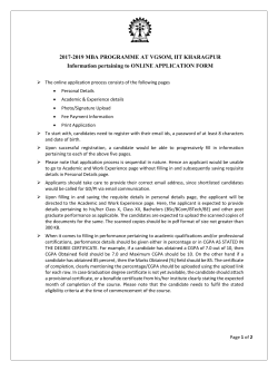 2017-2019 MBA PROGRAMME AT VGSOM, IIT