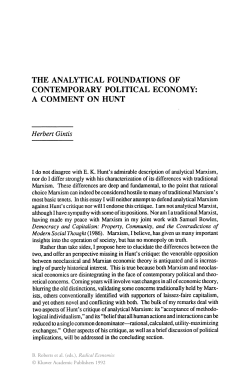 the analytical foundations of contemporary political economy