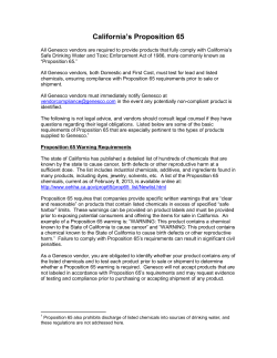 Proposition 65 Overview and Lead Standards