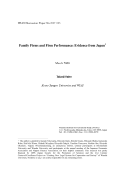 Family Firms and Firm Performance: Evidence from Japan