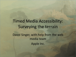 Media Accessibility: Setting the stage