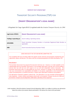 Cargo security - Department of Infrastructure and Regional