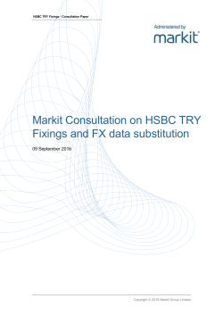Markit Consultation on HSBC TRY Fixings and FX data substitution