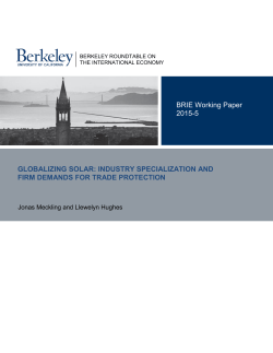 GLOBALIZING SOLAR: INDUSTRY SPECIALIZATION AND FIRM