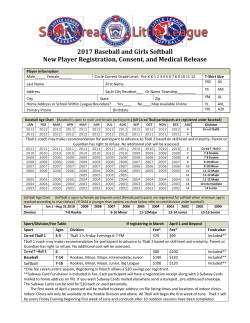 2017 Baseball and Girls Softball New Player Registration, Consent