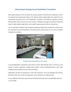 National Export Strategy: Second Stakeholders` Consultation