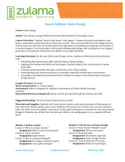 Course Syllabus: Game Design