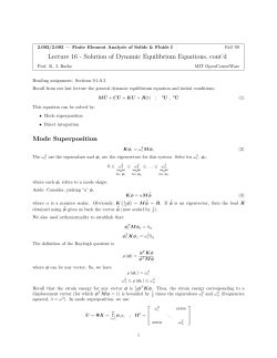 Solution of Dynamic Equilibrium Equations, cont`d