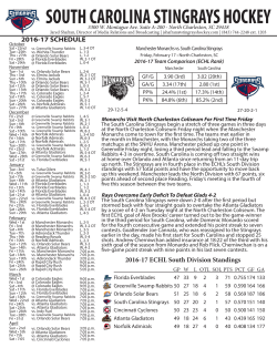 Game Notes - South Carolina Stingrays