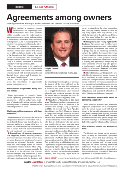 Agreements among owners - Semanoff Ormsby Greenberg
