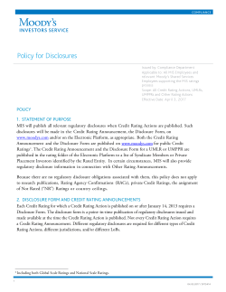 Policy for Disclosures in Public Credit Ratings and Other