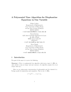 A Polynomial Time Algorithm for Diophantine Equations in One