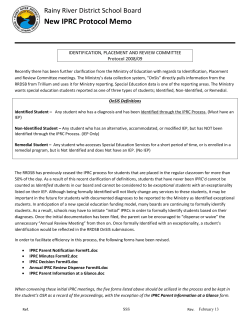 New IPRC Protocol Memo - Rainy River District School Board