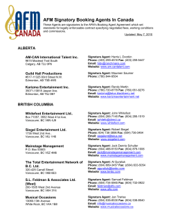 Signatory Booking Agents in Canada