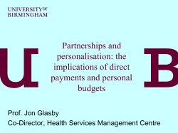 Individual budgets and healthcare presentation by Jon