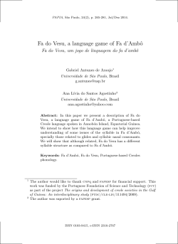 Fa do Vesu, a language game of Fa d`Amb&ocirc;