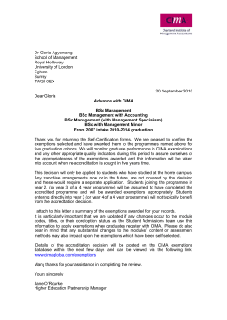 CIMA exemptions - Royal Holloway, University of London