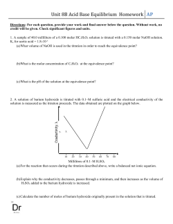 Unit 8B Acid Base Equilibrium Homework