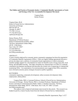 Community Benefits Agreement: Tactic or Strategy