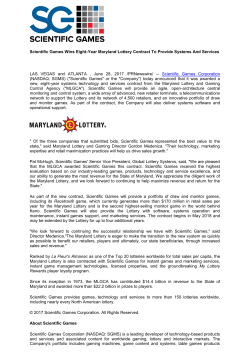Scientific Games Wins Eight-Year Maryland Lottery Contract To