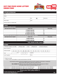 2017 PNE PRIZE HOME LOTTERY ORDER FORM