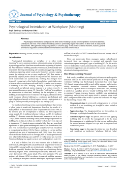 Psychological Intimidation at Workplace (Mobbıng)