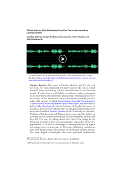 Citizen Science: Sally Shuttleworth and her Team Interviewed by