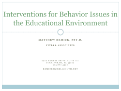 A Behavioral Treatment Model Emphasizing Self-Control in