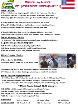 Open Division 3 Open Skins @ $26.67 per player Senior Mixed