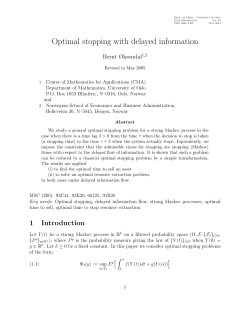 Optimal stopping with delayed information - UiO
