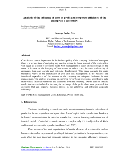 Analysis of the influence of costs on profit and corporate efficiency of