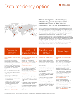 Data Residency Option - Center