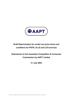 Draft Determination for model non-price terms and conditions for