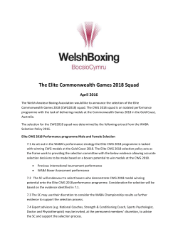 The Elite Commonwealth Games 2018 Squad April 2016