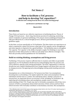ToC Notes 2 How to facilitate a ToC process and