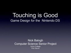 Touching is Good Game Design for the Nintendo DS