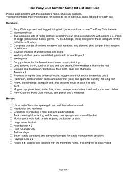 Peak Pony Club Summer Camp Kit List and Rules