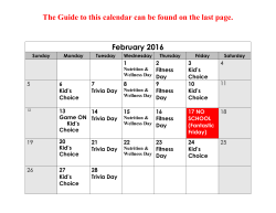 The Guide to this calendar can be found on the last page.