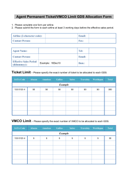 Agent Permanent Ticket / VMCO Limit GDS Allocation Form