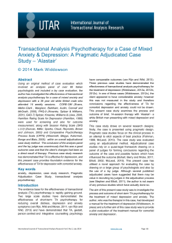 Transactional Analysis Psychotherapy for a Case of Mixed Anxiety