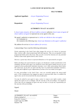 Land Court Form 20 - Authority to act as agent