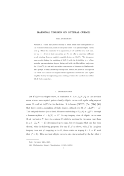 RATIONAL TORSION ON OPTIMAL CURVES 1. Introduction Let E